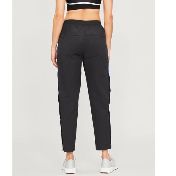 P.E Nation Torque Track Pants Snap Button Black Blue Stripe - Picture 4 of 16